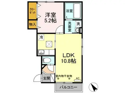 エーフ・ヒルズ(1LDK/1階)の間取り写真