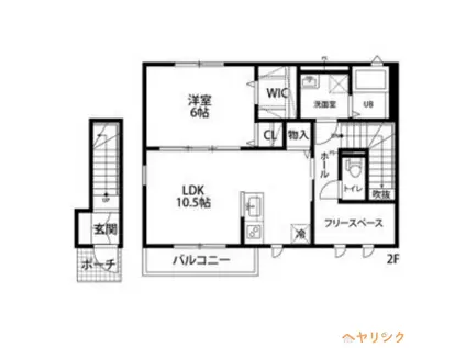 オーランジェE(1LDK/2階)の間取り写真