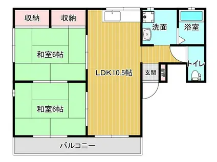 セジュールファイン(2LDK/2階)の間取り写真