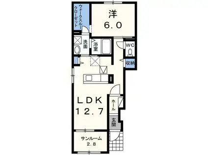 ぼたん峰 (1LDK/1階)の間取り写真