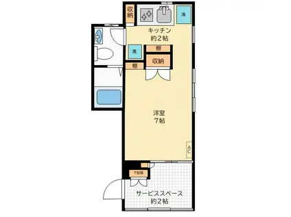 ビオラ三軒茶屋(1K/2階)の間取り写真