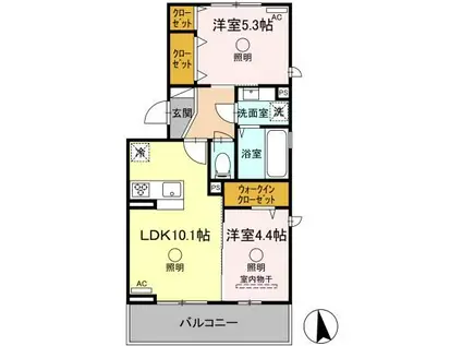 シェシレーヌ(2LDK/2階)の間取り写真