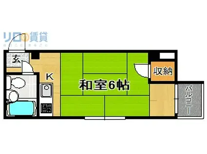 千里ミノルハイツ(1K/2階)の間取り写真