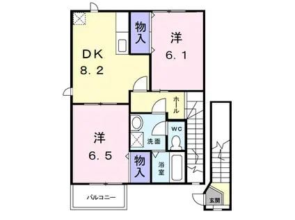 アメニティハイツA(2DK/2階)の間取り写真