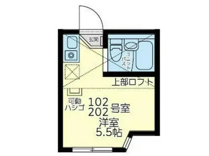 ユナイト藤崎ビッシーガの杜(ワンルーム/2階)の間取り写真