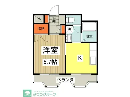 第3エコーマンション(1K/1階)の間取り写真