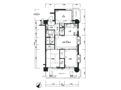 シティマンション大名(3LDK/9階)の間取り写真