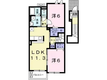 プリムローズ(2LDK/2階)の間取り写真