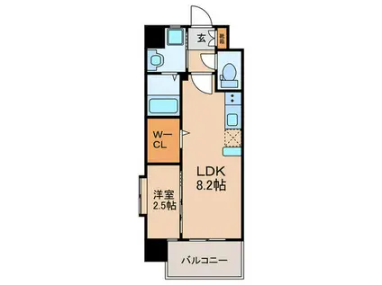 ギャラクシー二日市(1LDK/7階)の間取り写真