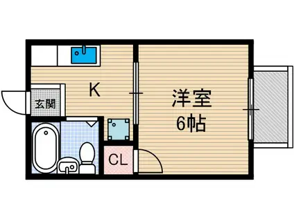 ビブレⅠ(1K/1階)の間取り写真