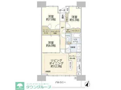 パークスクエア相模大野タワーアンドレジデンス(3LDK/17階)の間取り写真