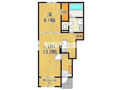 キリノア コートII(1LDK/1階)の間取り写真