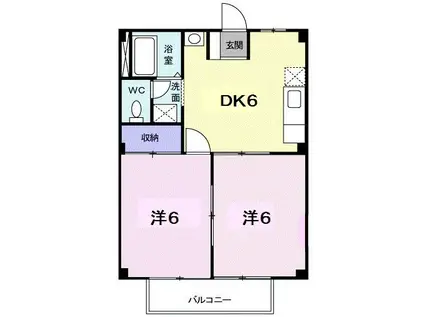 シティハイムA(2DK/1階)の間取り写真
