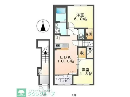 緑が丘4丁目アパート(2LDK/2階)の間取り写真