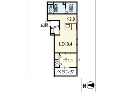 清風ビル(1LDK/2階)の間取り写真