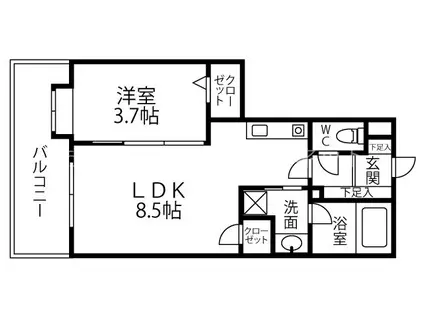 シンシア(1LDK/1階)の間取り写真