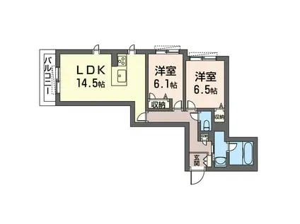 パークレジデンス海老名(2LDK/1階)の間取り写真