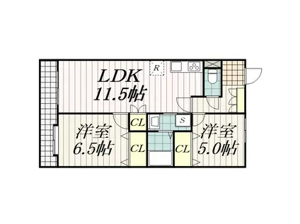ファインビュ―千葉(2LDK/8階)の間取り写真