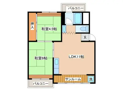 多聞台ビル(3DK/5階)の間取り写真