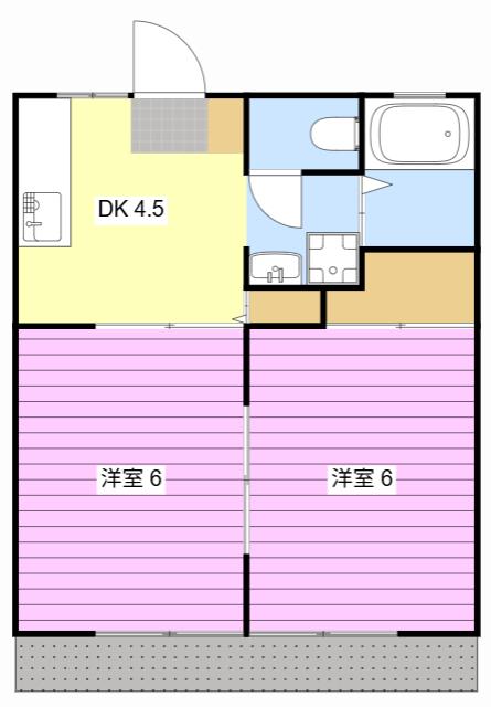サンビレッジOGASA A棟(2DK/1階)の間取り写真