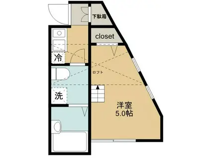 アメリカンリバティー所沢25(1K/2階)の間取り写真