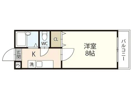サンハイツ岡大II(1K/2階)の間取り写真