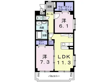 グランアレグリア(2LDK/2階)の間取り写真