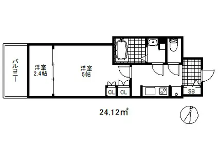 神戸元町ノア(2K/4階)の間取り写真