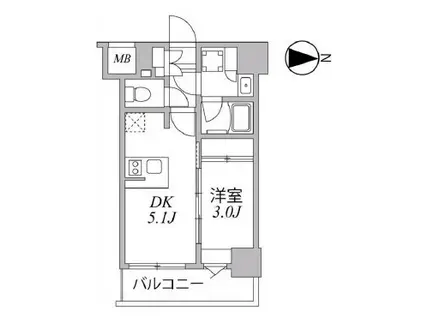 SYFORME住吉(1DK/4階)の間取り写真