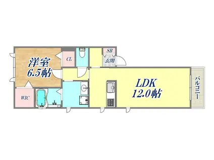 メゾン宮西Ⅲ(1LDK/1階)の間取り写真