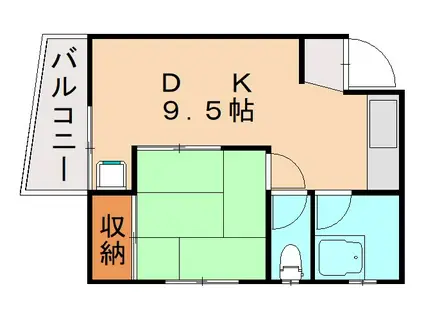 赤坂マンション(1LDK/2階)の間取り写真