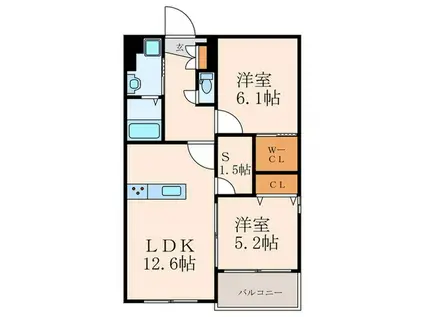 GRAND CHARIOT OHIRAKI(2LDK/1階)の間取り写真