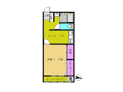 コバヤシビル(1DK/3階)の間取り写真