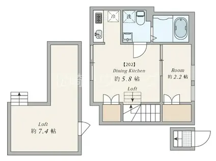 AW中野松が丘(1DK/2階)の間取り写真