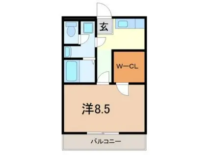 オリゾン(1K/1階)の間取り写真