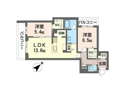 グランディール横濱台場(2LDK/2階)の間取り写真