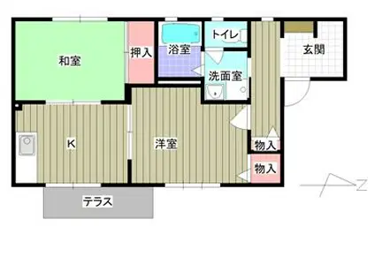ガーデンスクエア南岡(2K/1階)の間取り写真