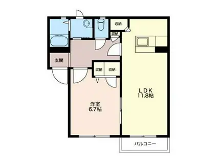 クレールメゾン(1LDK/1階)の間取り写真