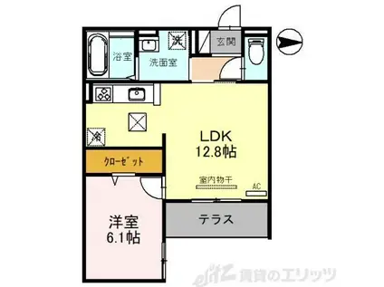 D-ROOM阪急茨木市(1LDK/2階)の間取り写真