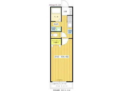エスぺランス幡ヶ谷(1K/3階)の間取り写真