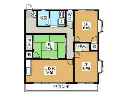 サンパレス池ヶ谷(3LDK/1階)の間取り写真