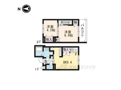 アルテ山科(2LDK/1階)の間取り写真