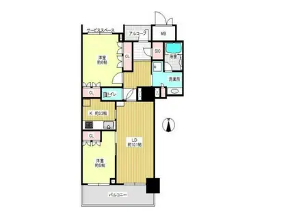 大阪福島タワー(2LDK/11階)の間取り写真