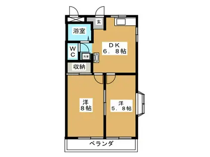 メゾンローズ(2DK/2階)の間取り写真