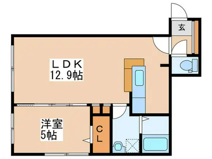 ココ南高前(1LDK/1階)の間取り写真