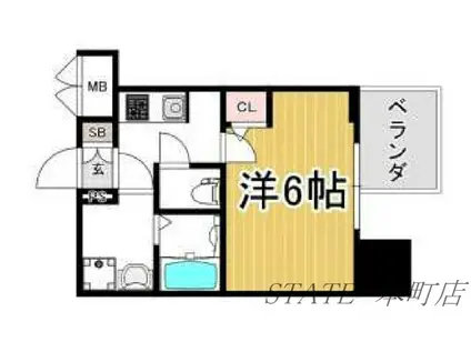 サムティ北浜EST(1K/7階)の間取り写真