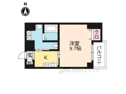 VERDE御所東(1K/4階)の間取り写真