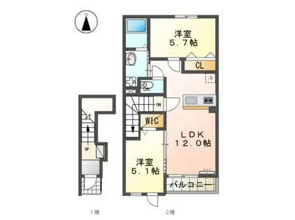 CASA ESTE唐津A(2LDK/2階)の間取り写真
