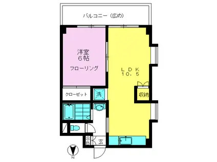 ホワイトハウス(1LDK/3階)の間取り写真