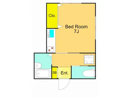 きらく荘(ワンルーム/1階)の間取り写真